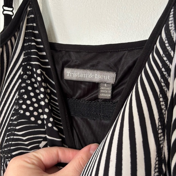 🎉4/30$🎉 Tristan & Iseut Vintage Black & White Slip Dress - Size L - Picture 3 of 6